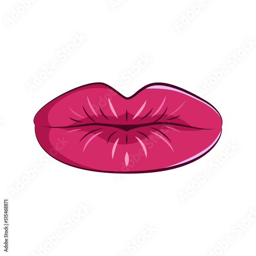 Women lips in a modern style. Isolated on white background illustrations of a female mouth. Erotic puffy lips stickers.
