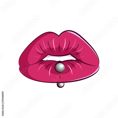 Women lips in a modern style. Isolated on white background illustrations of a female mouth. Erotic puffy lips stickers.
