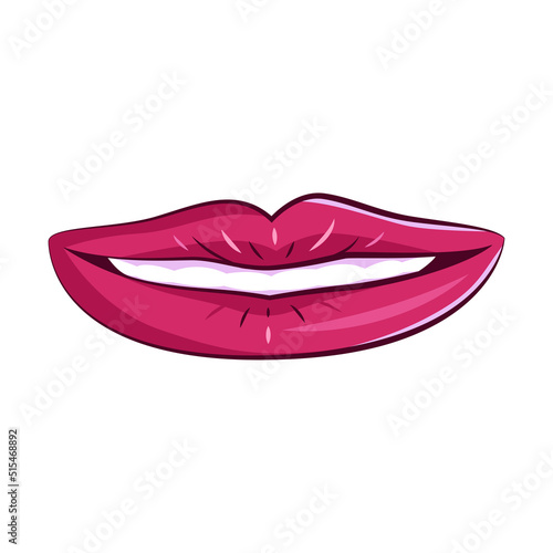 Women lips in a modern style. Isolated on white background illustrations of a female mouth. Erotic puffy lips stickers.
