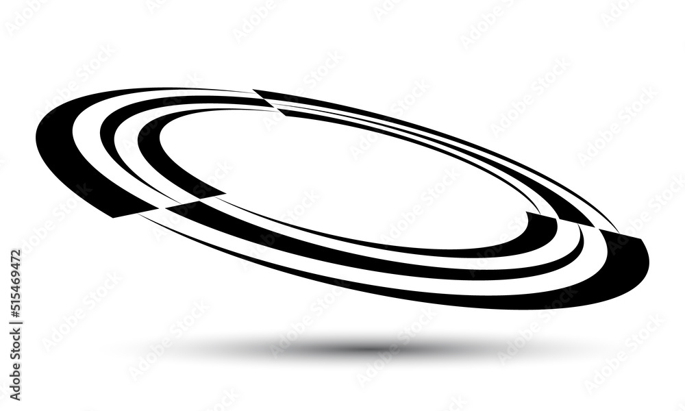 Circles with arrows as dynamic abstract vector background or logo or icon. Creative illustration with perspective on white background.