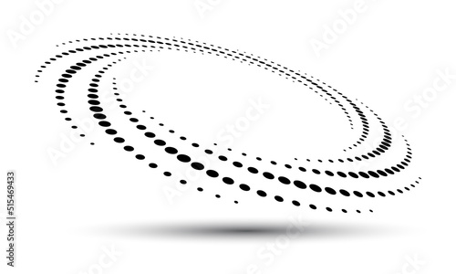 Abstract dotted vector background. Halftone effect. Spiral dotted background or icon. Circle with perspective.