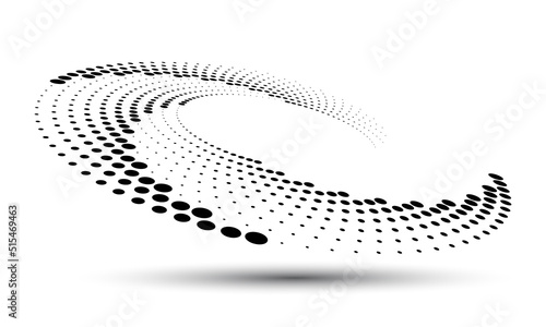 Abstract dotted vector background. Halftone effect. Spiral dotted background or icon. Circle with perspective.