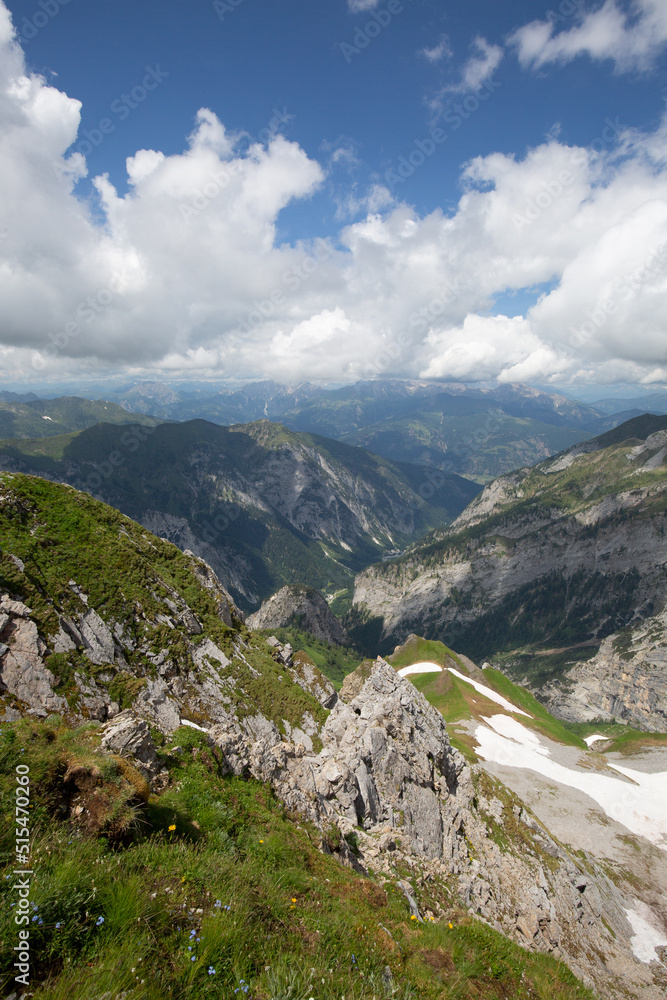 Mountain hiking Trail Road. Between Italy and Austria: near Volaia Lake Raunchkofer Mountain (Lago di Volaia Monte Rauchkofel