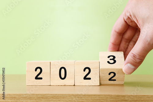 Flipping cubes with text of 2022 to 2023