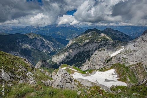 Mountain hiking Trail Road. Between Italy and Austria: near Volaia Lake Raunchkofer Mountain (Lago di Volaia Monte Rauchkofel