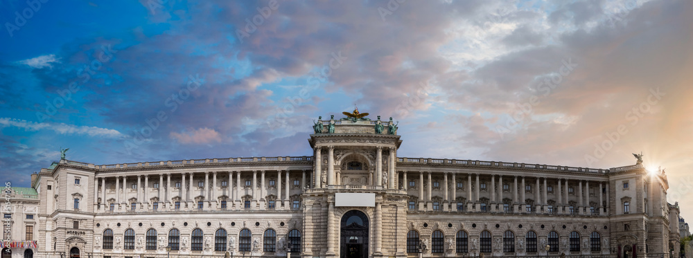 Austria, Vienna, famous Hofburg palace and Heldenplatz - Heroes Square plaza.