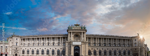 Austria, Vienna, famous Hofburg palace and Heldenplatz - Heroes Square plaza.
