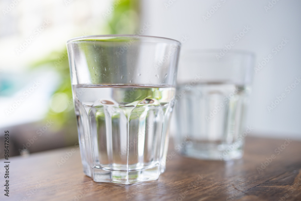 Glass of water at outdoor coffee shop Glass of water at outdoor coffee shop