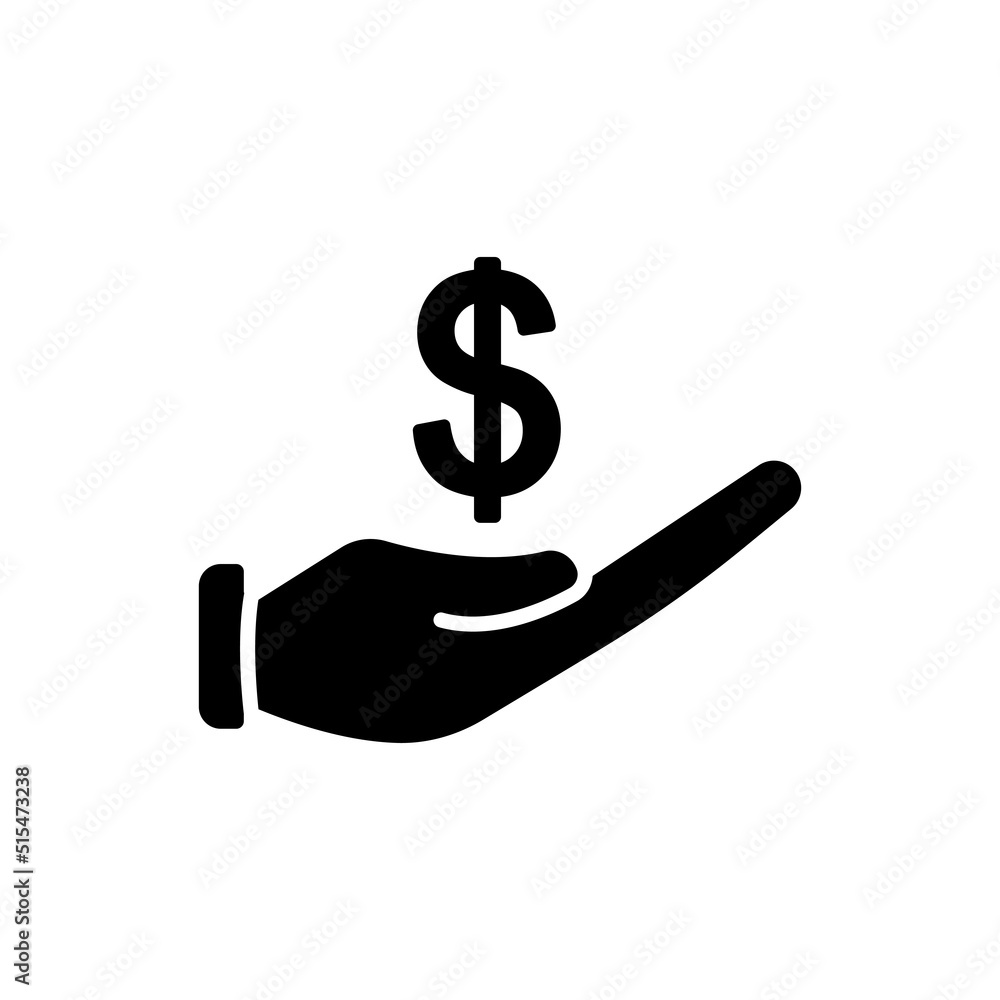 Hand icon with dollar. Suitable for entrepreneur icon, business. Solid icon style, glyph. Simple design editable Hand icon with dollar. Suitable for entrepreneur icon, business. Solid icon style, glyph. Simple design editable