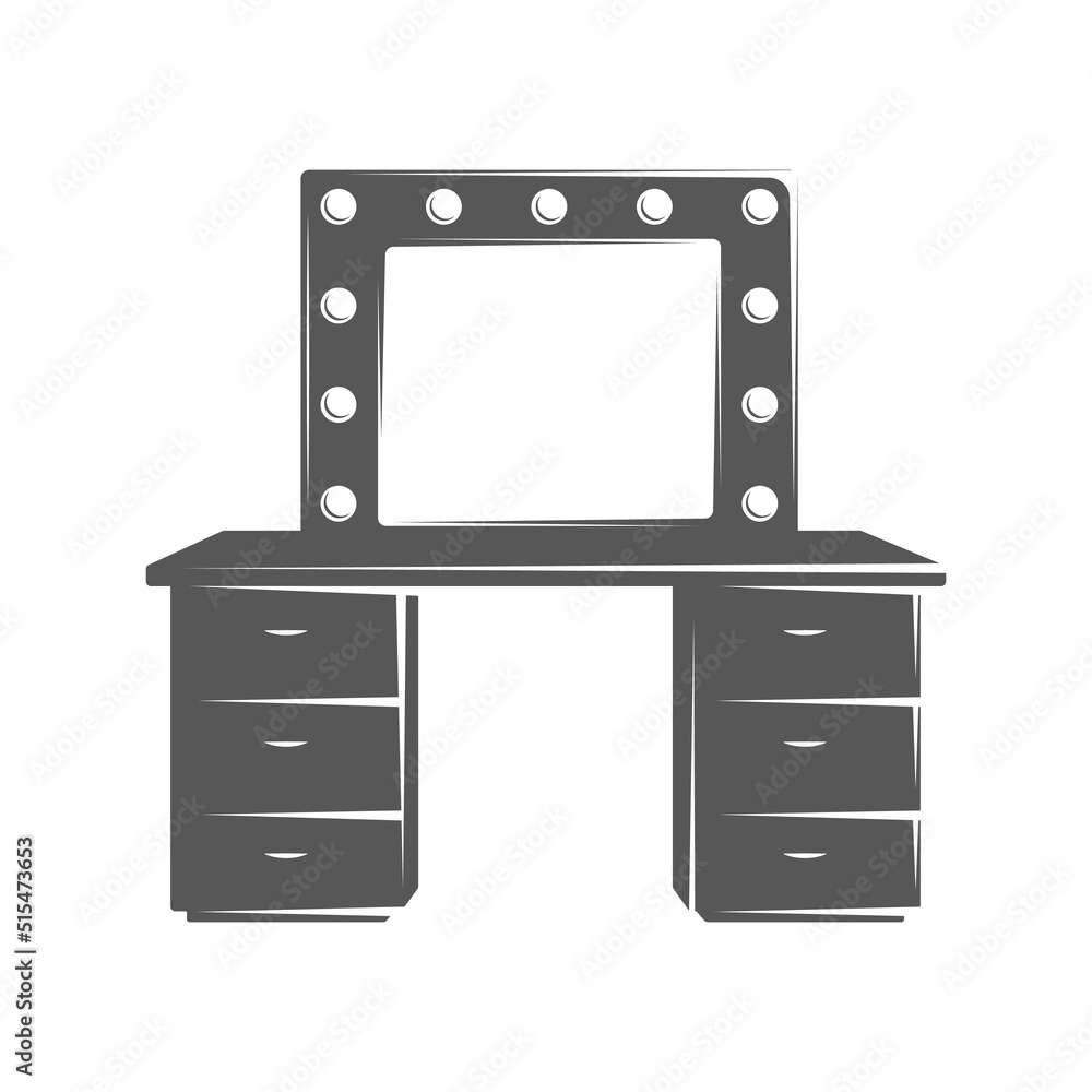 Retro makeup table isolated on white background. Vector illustration Retro makeup table isolated on white background. Vector illustration