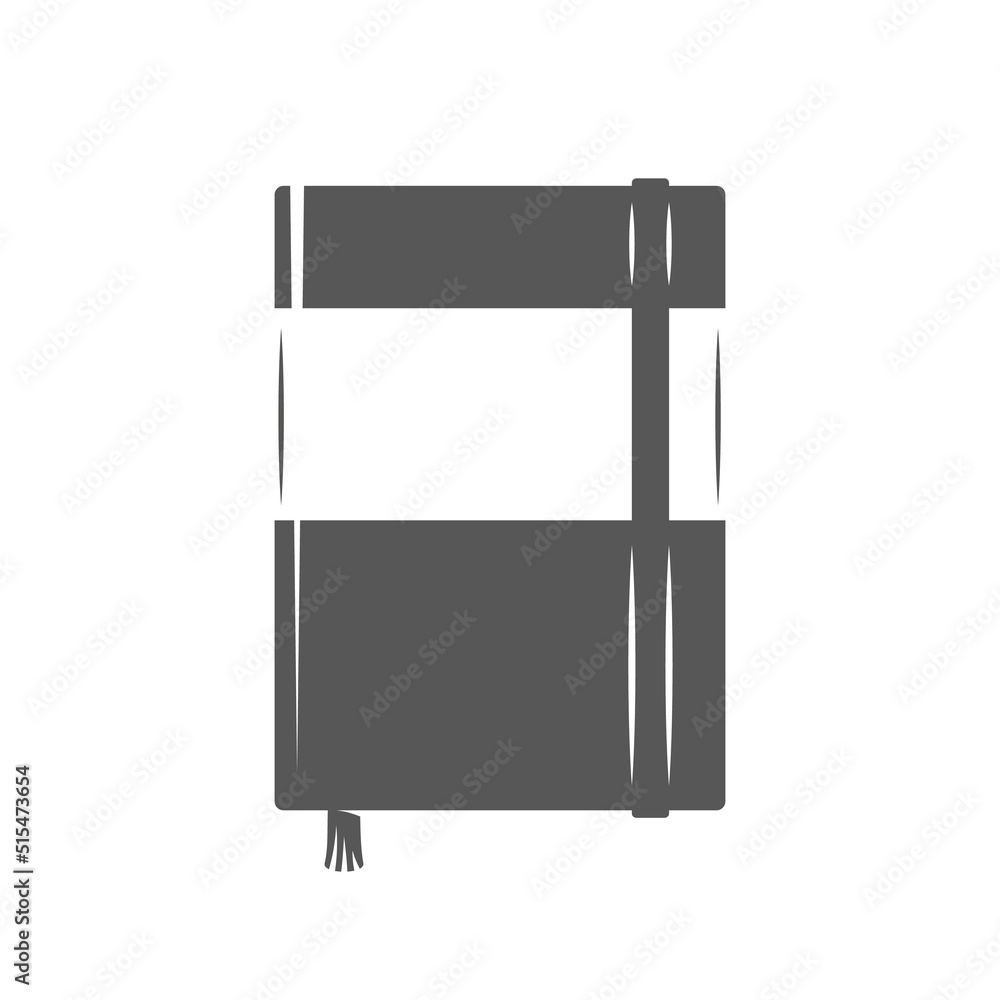 Silhouette notebook isolated on white background. Vector illustration Silhouette notebook isolated on white background. Vector illustration