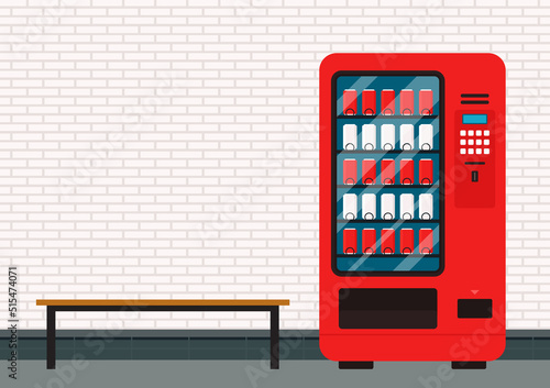 Soda vending machine icon. Vector image isolated on white background. Red drinking water vending machine
