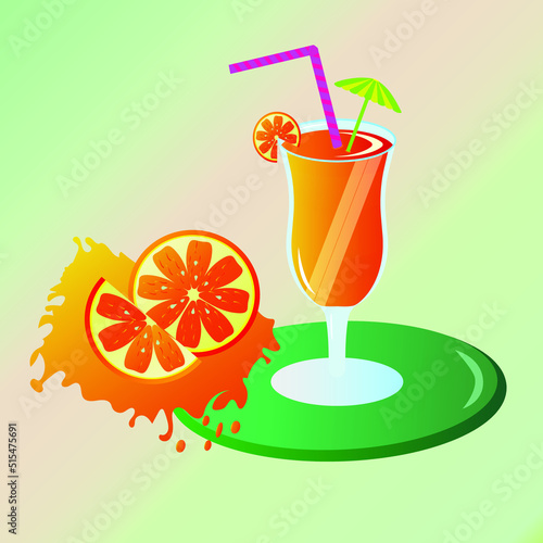 Glass of orange juice. Summer drink.