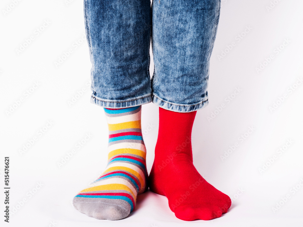 Men's legs and bright socks. Without shoes Men's legs and bright socks. Without shoes