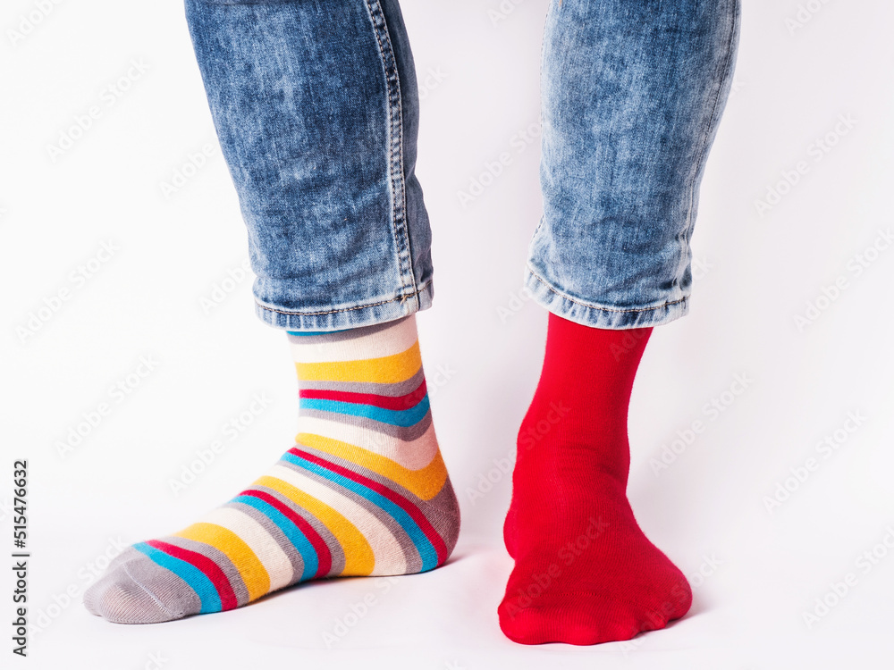 Men's legs and bright socks. Without shoes Men's legs and bright socks. Without shoes