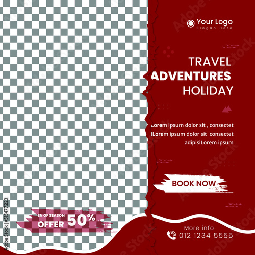 Travel banner and tourism with photo template 06 