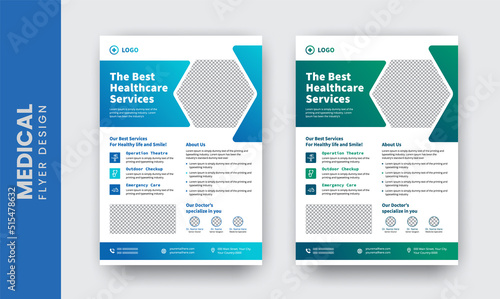 	
Corporate healthcare and medical flyer or poster design layout