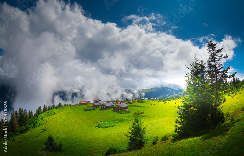 Badara Plateau view in fogy day at Rize Province of Turkey photo