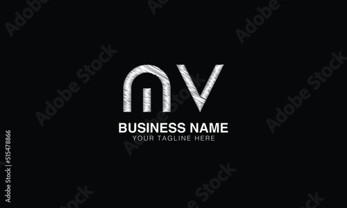 MV initials monogram letter text alphabet logo design	
