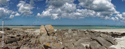 Panorama  am Strand von Keremma in Tréflez, Bretagne, Frankreich