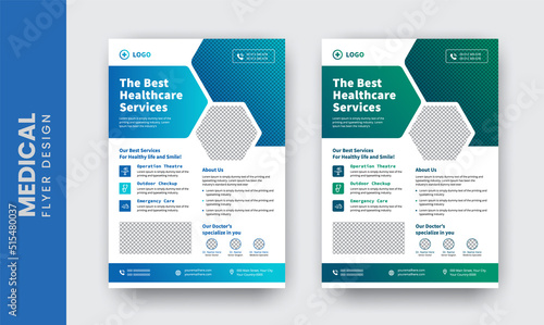 	
Corporate healthcare and medical flyer or poster design layout
