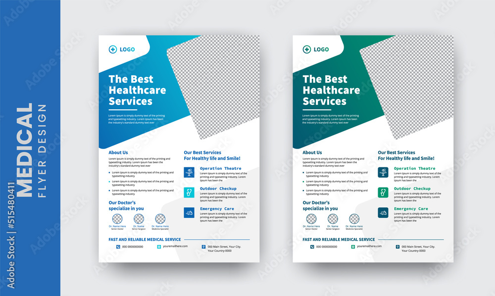	
Corporate healthcare and medical flyer or poster design layout