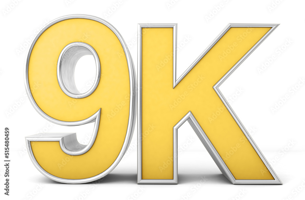 9K 3d. 10k followers isolated on white background. 3D rendering 9K 3d. 10k followers isolated on white background. 3D rendering
