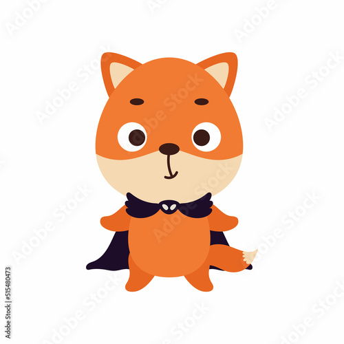 Cute little Halloween fox in a wizard costume. Cartoon animal character for kids t-shirts  nursery decoration  baby shower  greeting card  invitation  house interior. Vector stock illustration