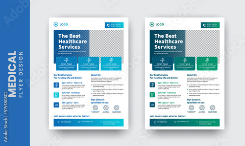 	
Corporate healthcare and medical flyer or poster design layout