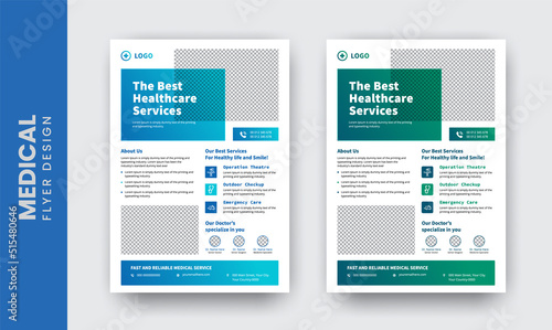 	
Corporate healthcare and medical flyer or poster design layout
