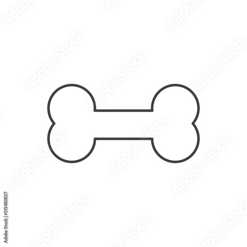 Dog bone shape. Outline cartoon and flat style sign. Vector on white. Simple icon