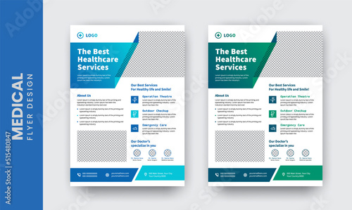 	
Corporate healthcare and medical flyer or poster design layout