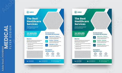 	
Corporate healthcare and medical flyer or poster design layout