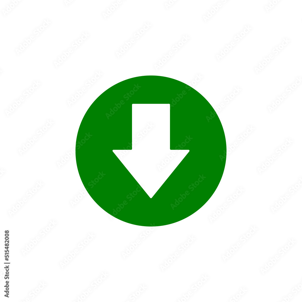 Green download icon, download is ready button on white background Green download icon, download is ready button on white background