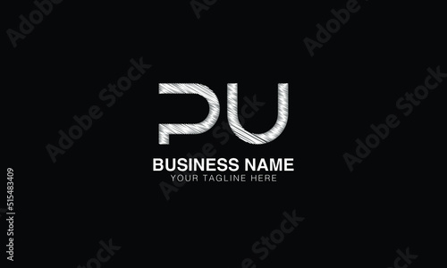 PU initials monogram letter text alphabet logo design	