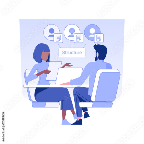 Legal advice isolated concept vector illustration. Business owner consulting with lawyer, personal advisor, corporate structure, company departments, corporation hierarchy vector concept.