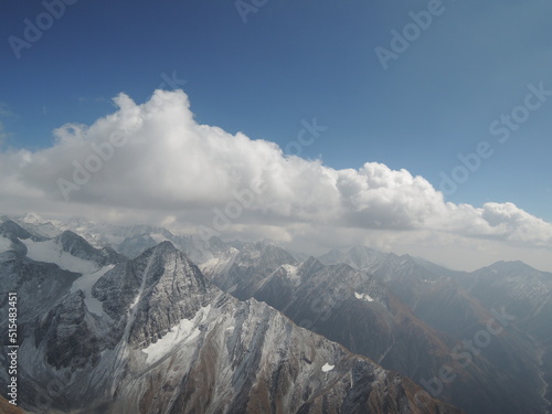 Himalaya mountains panorama landscape view in Bir Billing area,Joginder Nagar Valley,state of Himachal Pradesh,India, beautiful scenic landscape view of mountains,Himalayas photo