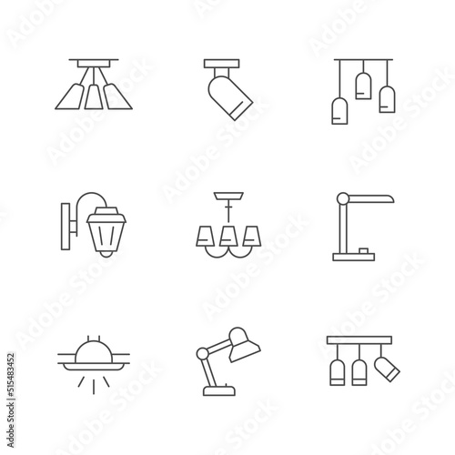 Set line icons of lighting equipment