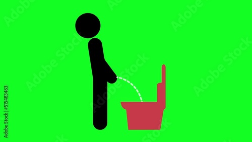 Businessman Piss Character Cartoon Silhouette Animation 2D Isolated on Greenbox Background	