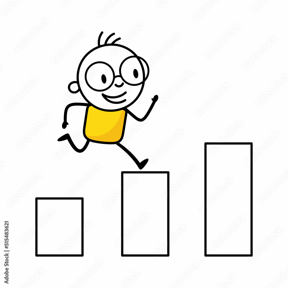 Man jumping for his goal isolated on white background. Success business concept. Vector stock illustration