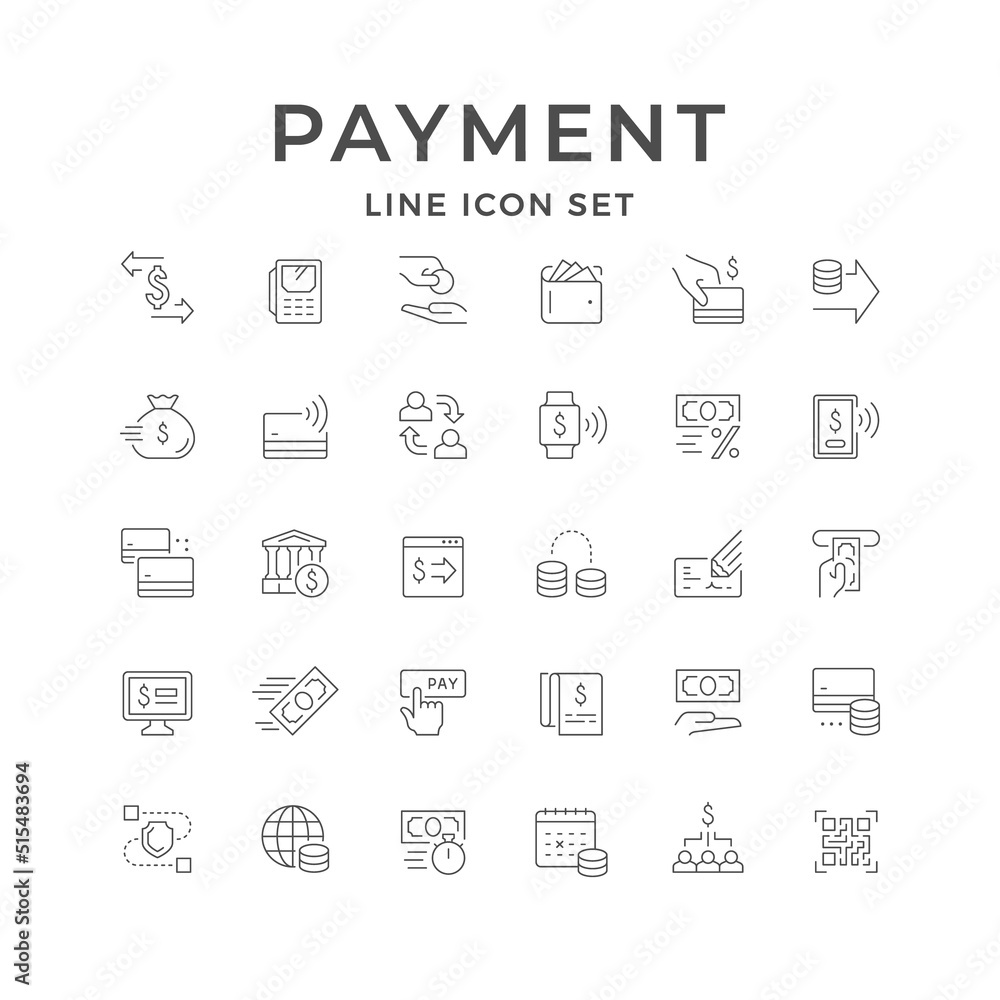 Set line icons of payment