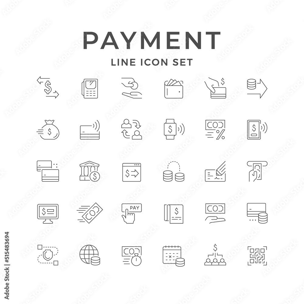 Set line icons of payment Set line icons of payment