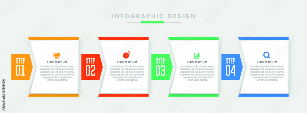 Infographic template design, Vector infographic design with 4 options or steps, Colorful gradient infographic design, Business infographic template for presentation, brochure, diagram, flow charts