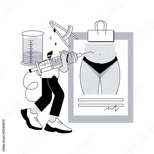 Liposuction abstract concept vector illustration. Lipo procedure, vacuum out fat removal plastic surgery, body contouring, beauty standard, weight loss, liposuction alternatives abstract metaphor.