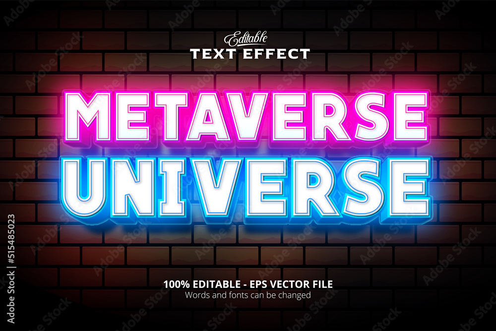 Editable text effect, wall texture and colorful background, Metaverse ...