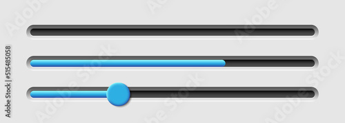 Loading bar or Slider bar.  Vector clipart isolated on white background.