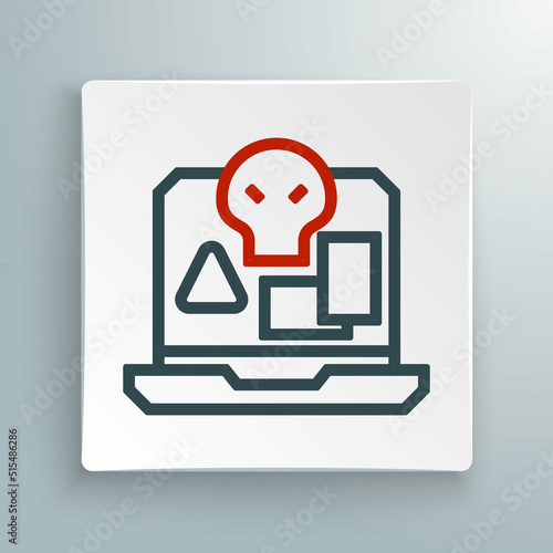 Line Internet piracy icon isolated on white background. Online piracy. Cyberspace crime with file download and movies sharing. Colorful outline concept. Vector
