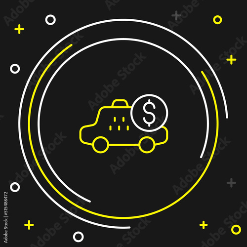 Line Taximeter device icon isolated on black background. Measurement appliance for passenger fare in taxi car. Colorful outline concept. Vector