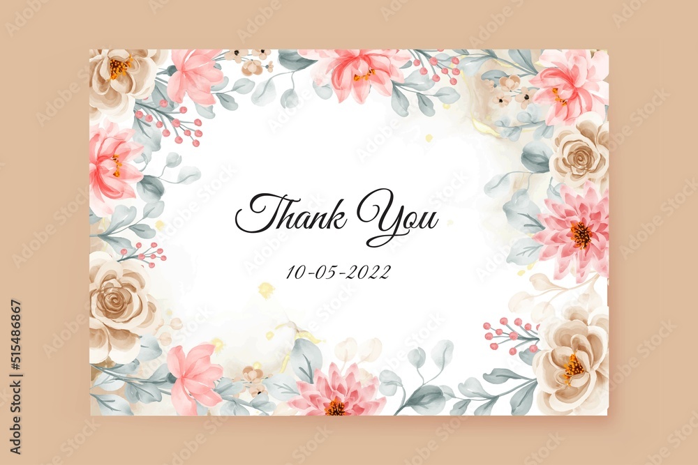thank you card with flower frame background
