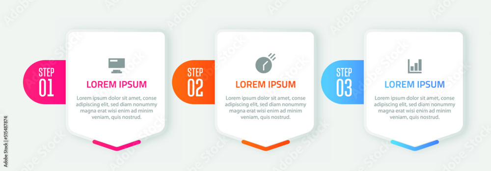Infographic template design, Vector infographic design with 3 options or steps, Colorful gradient infographic design, Business infographic template for presentation, brochure, diagram, flow charts Infographic template design, Vector infographic design with 3 options or steps, Colorful gradient infographic design, Business infographic template for presentation, brochure, diagram, flow charts